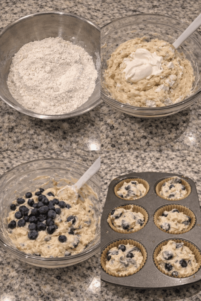 Sour cream blueberry muffins steps