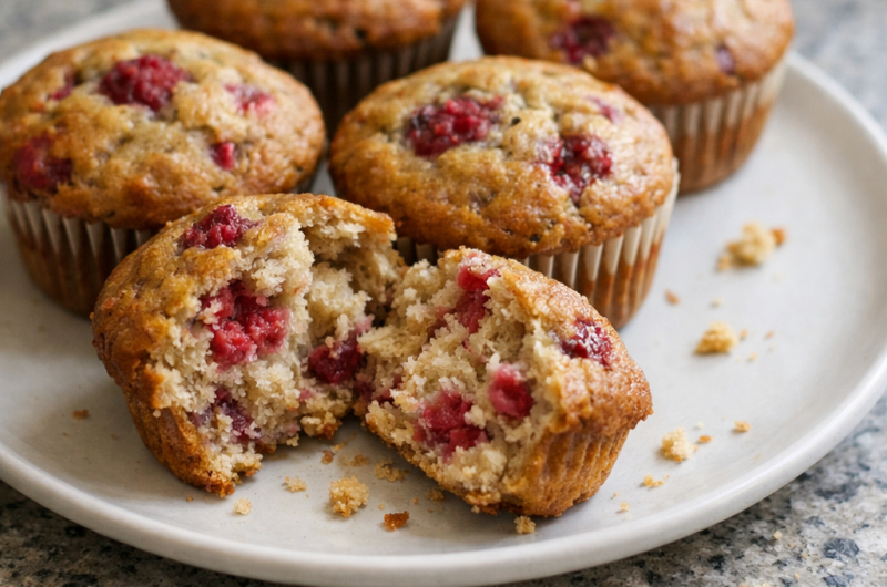 banana raspberry muffins