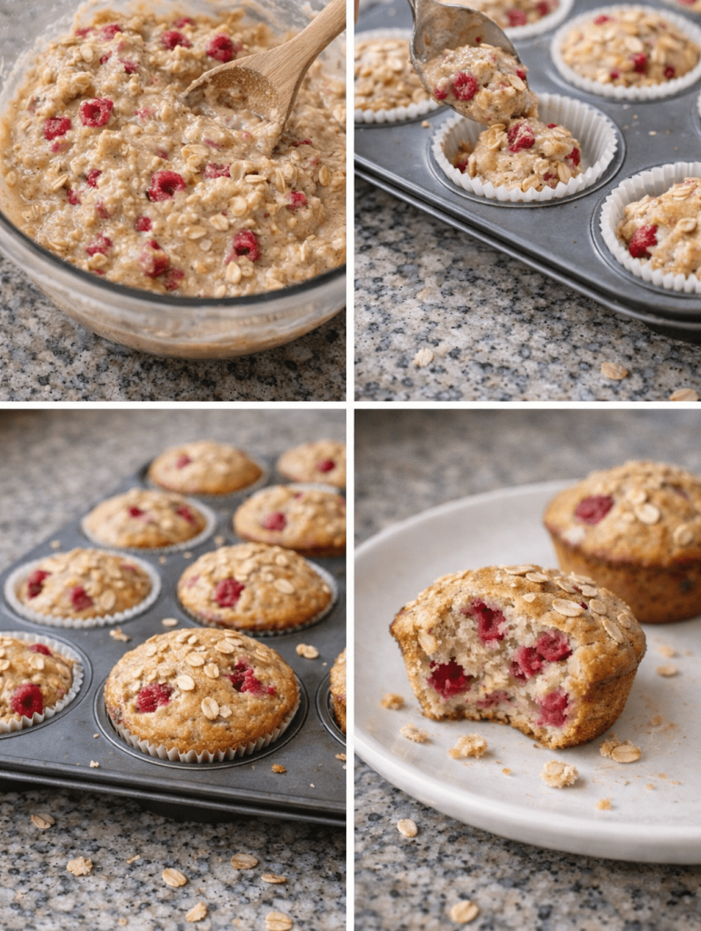 raspberry oatmeal muffins steps